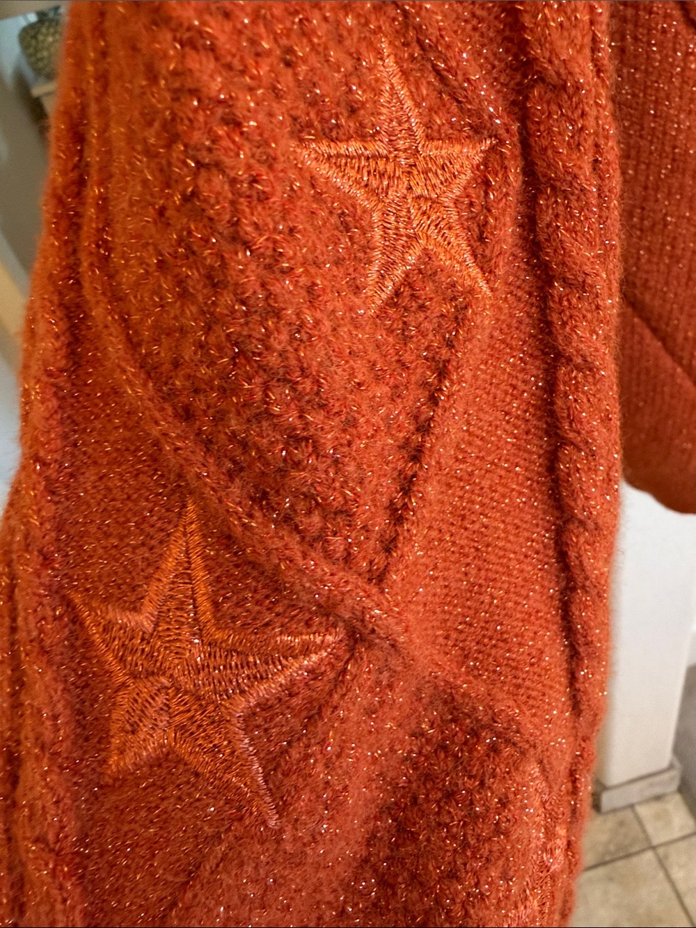 Taylor Swift - Life of a Showgirl - Rust Orange Glitter Cable Knit  Cardigan - Picture 5 of 5